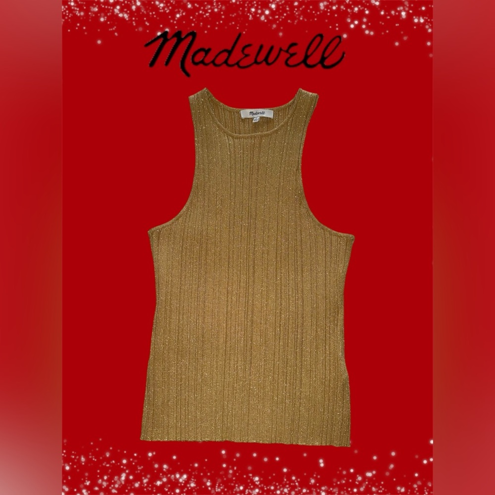 Madewell The Signature Shimmer Knit Cutaway Racerback Tank Top (NWT) - Picture 2 of 7